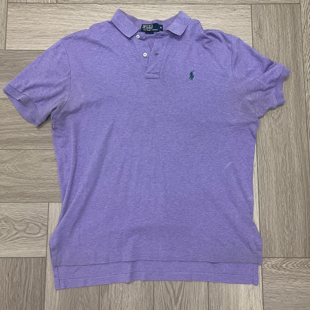 Ralph Lauren Polo Shirt Men's M Purple Green Pony Short Sleeve Cotton Casual